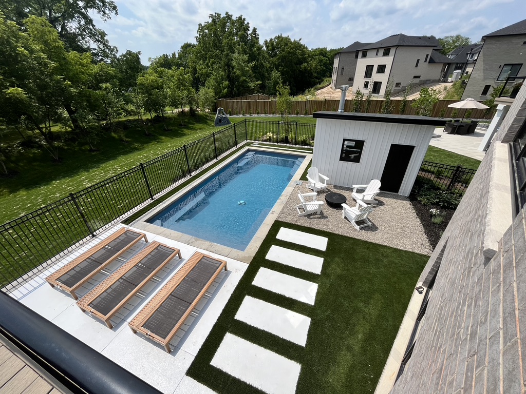 Modern poolside cabana and pool house